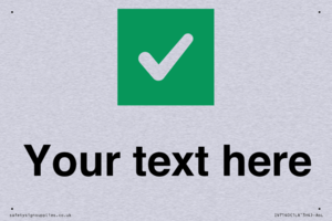 Custom plain background, green square with tick sign